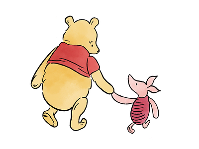 Winnie and Piglet piglet procreate waterbrush winnie the pooh