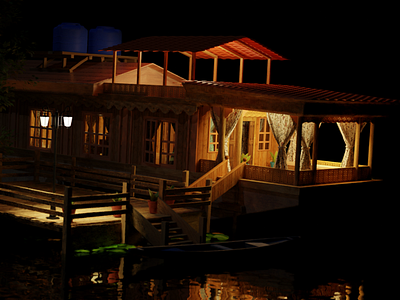 Kashmiri Houseboat 3D Art