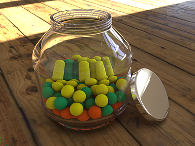 Glass Jar with Candies 3d 3d model autodesk candy jar keyshot maya rendering