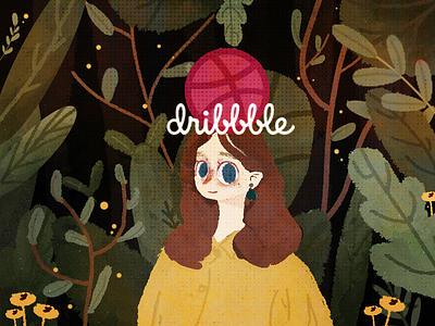 Hello Dribbble! debut first shot hello dribbble illustration jungle leaves pink thanks