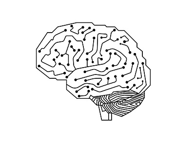 Digital human brain with computer circuit board.