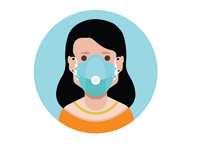 Avatar with medical face mask corona coronavirus danger dangerous disease epidemic expression face mask fever flat hairstyle head health illustration infection influenza male man medical medicine