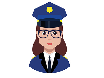 Police woman avatar vector avatar face flat human icon illustration police symbol vector woman