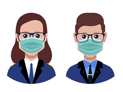 Avatar with medical face mask coronavirus face mask person side