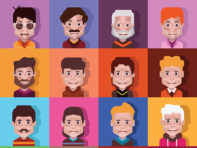 Avatar collection avatar character face flat human male men people person portrait vector young