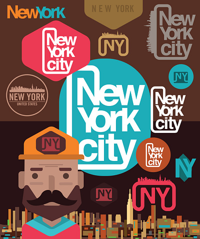 New york city logo design america autumn avatar celebration face graphic human illustration logo portrait smile