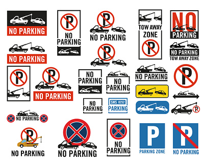No Parking,Parking signs car icon no public red regulation road rule street symbol traffic vector
