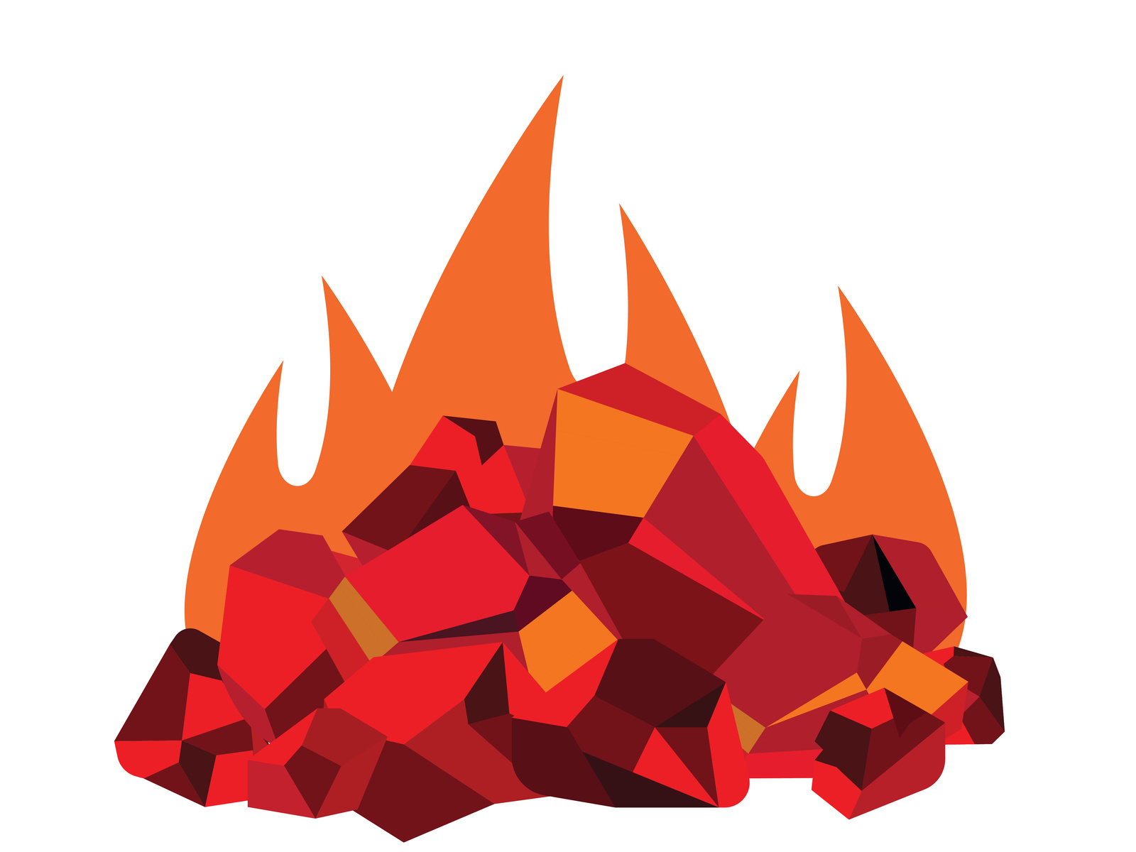Pile of vector burning coals,embers with flames by Bluepentool 2 on
