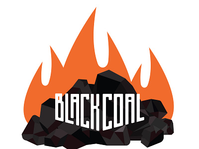 Black coal logo icon with flames black flames icon logo