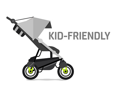 baby carriage, baby buggy kid - Friendly vector icon