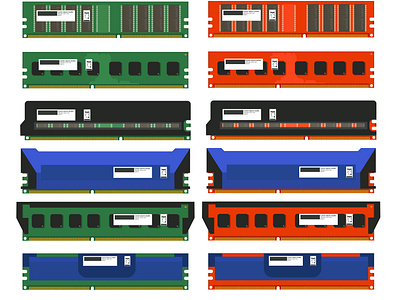 Memory ram icon, computer memory Red and green