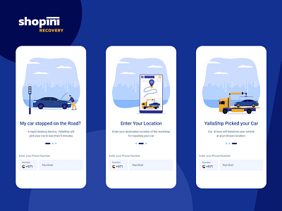 Shopini Recovery App b to c cars customers design driver graphic design interaction design online transportation app recovery ui users ux
