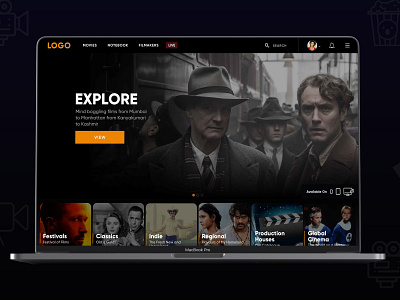 movies & TV shows online or stream app design graphic landing page landing page design minimalist ui ui design ux design