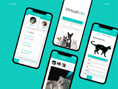 Virtual Vet app brief briefbox cat design dog french material design mobile app pets ui ux vector veterinary