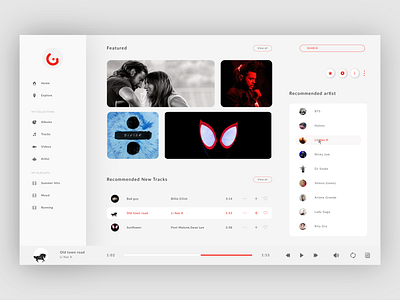 Music App Design page