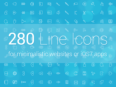 280 Line Icons flat icon ios7 icon line icon minimalistic icon stroke icon thin icon