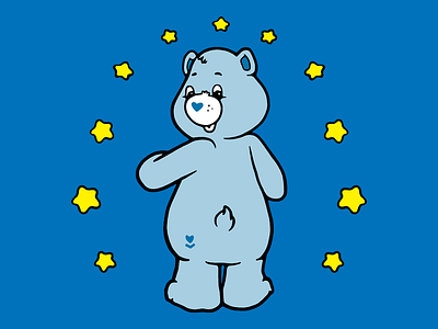 Backend Bear back side bear blue care stars tail