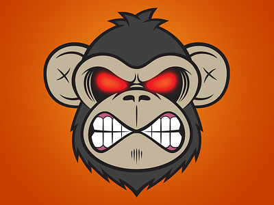 Bad Monkey angry ape bad brown chimp ears glowing eyes grin grit monkey teeth