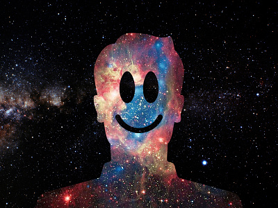 Spaceman frontier galaxy happy man profile space stars universe