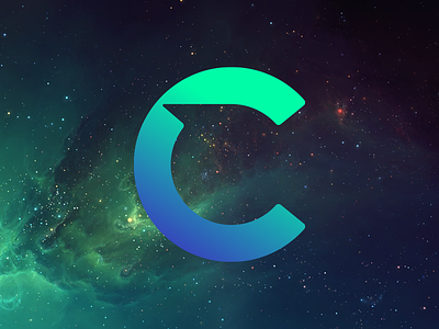 C Logo angles blue circle geometric gradient letter c logo shadow cutout space stars universe