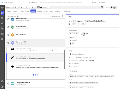 ThinAir Insider Threat Investigation UI/UX