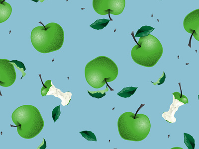 Granny Smith apple child children food fruit illustrator kid pattern pattern design surface pattern