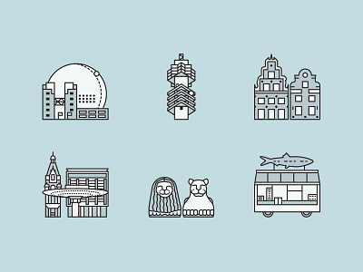 Stockholm Icon Set architechture icon design icon set iconography illustrator linework lions stockholm sweden