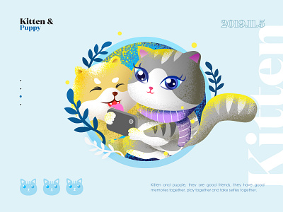 kitten and puppy cat design dog illustration kitten puppy