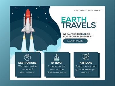 Earth travels branding design illustration illustrator cc landingpage logo space spaceship travel traveling ux vector