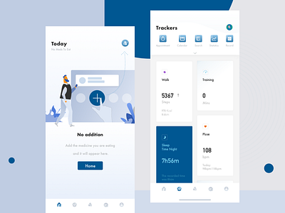 Heathcare app -Tracker app blue design empty ststes health app healthcare illustration mobie trackers ui ux