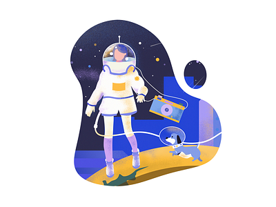 Girl Astronaut astronaut blue design dog illustration space space girl star
