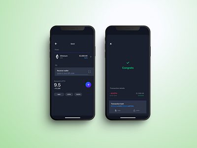 TheCrypto: Send Ethereum banking crypto crypto wallet cryptocurrency darkui figma finance fintech ios mobile app product design uxdesign