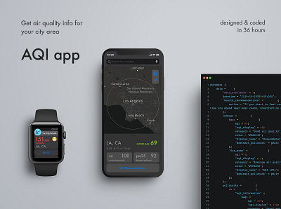 AQI Mobile App for NASA Space App Challenge air api apple watch challenge code concept darkui environment figma hackathon ios mobile mobile app nasa product design prototype ui