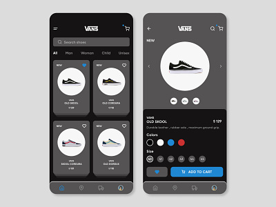 Vans Re Design app app design application design dribbble figma figmadesign interface minimal mobile app redesign shoes tasarım user interface design userinterface ux uxdesign uı uıdesign vans