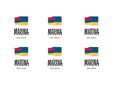 Marina boat hostel lettering ligature rounded