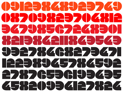 Numb black clock color design digital fat geometric number numeral type