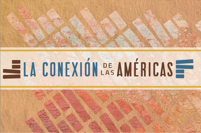 La Conexión de las Américas hispanic logo postcard texture