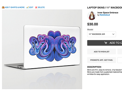 Laptop Skin - Inner Space Embrace art blue cart flow grey interface laptop lines purple ui white
