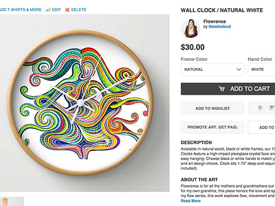 Flowrence : Clock on Society6 art bright cart clock colors flow paint product rainbow white wood