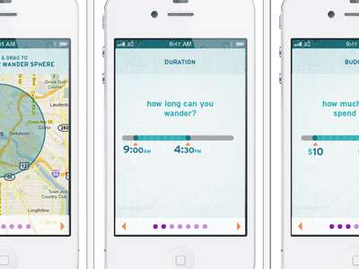 Wander Interface Design app iphone ui ux