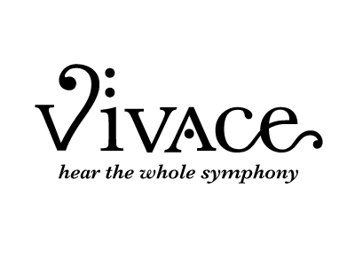 Vivace Hearing Aids logo bass clef hearing logo music sound