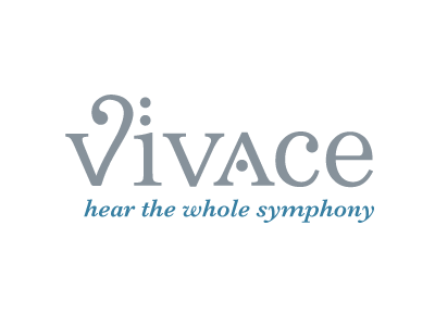 Vivace bass clef boutique elderly hearing hearing aids logo music sound