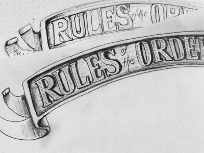Rules of the Order banner bar engraving lettering menu restaurant typography