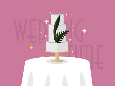 Wedding Cake cake design green illustration invite logo pink time wedding white