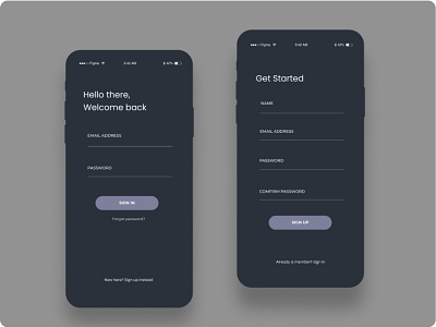 Dark Theme Signup/Login screen app design product design ui ux