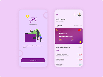 Wallet Application app branding design illustrator product design ui ux vector web website