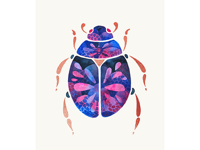 Scarab abstract animal blue illustration mandala pink scarab two colors only watercolor watercolour