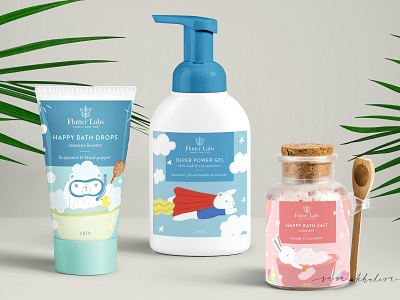 Flutter Labs Kids Label Mockup branding illustration packaging