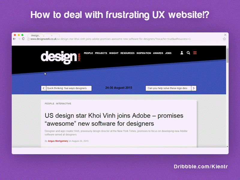 How to Deal with Frustrating UX Site! badux designweek frustrating purple uxdesign