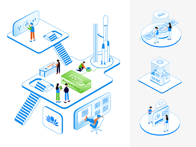 Sale Accelerator Illustration illustration isometric rocket sales salesforce spacecraft